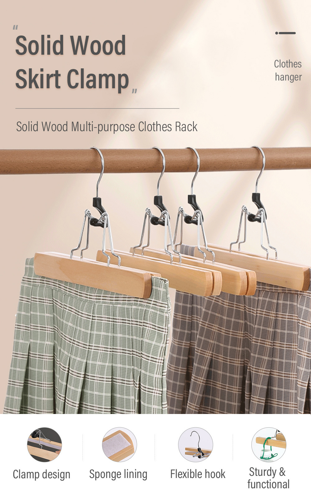 Solid Wood Skirt Clamp Higt-grade Pants Rack-1